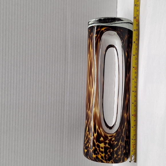 #AEY Blown glass vase two-tone Browns and clear - Picture 6 of 6